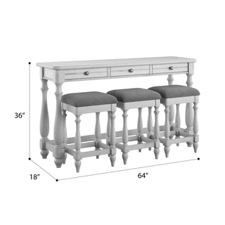 Sunvega Coastal Style Oyster Shell Gray Sofa Table With Three Stools