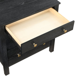 Sunvega Modern Dark Finish 2 Drawer Nightstand with Gold Knobs