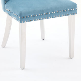 Sunvega Modern High-end Tufted Velvet Upholstered Dining Chair with Chrome Legs and Nailhead Trim