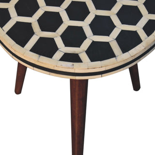Sunvega Solid Mango Wood Tripod Stool with Beautiful Bone Inlay Top