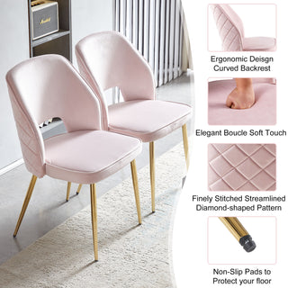 Sunvega Modern Gray Velvet Dining Chairs with Hollow Back and Gold Metal Legs Set of 4