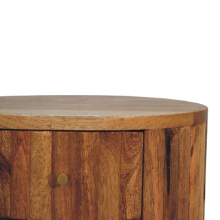 Sunvega Contemporary Stripe Nightstand with 2 Small Drawers and Nordic Legs