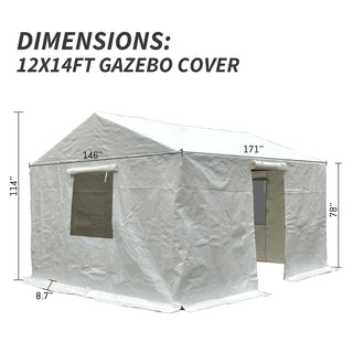 Sunvega Universal Winter Gazebo Cover with Sidewalls and Mesh Windows Waterproof