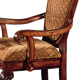 Sunvega Traditional Tan Fabric Arm Chairs with Wooden Queen Anne Legs (Set of 2)