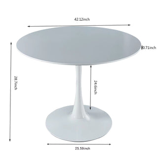Sunvega 42.1 Inch Round Oak MDF Top Pedestal Dining Table for 4-6 People