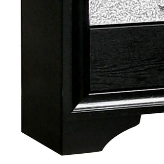 Sunvega Black Nightstand with Silver Trim Accent and Jewelry Drawer