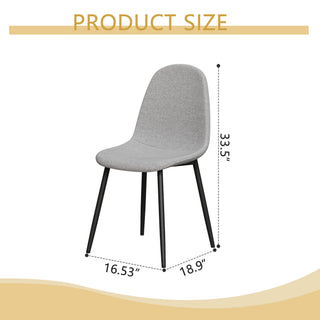 Sunvega Modern Linen Padded Dining Chairs Set of 4 with Sturdy Black Metal Legs