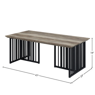 Sunvega Industrial Antique Oak & Black Finish Nightstand with 2 Open Compartments