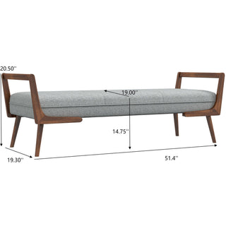 Sunvega Mid Century Modern Gray Upholstered Bench with Tufted Accents