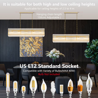 Sunvega Modern Gold Round Chandelier with Water Ripple Crystal Glass for Dining Room