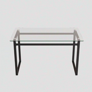 Sunvega 51" Modern Minimalist Rectangular Glass Dining Table for 4-6 with Tempered Glass Top