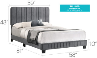 Sunvega Full Bed with Chic Tufted Headboard and Vibrant Blue Hue in One Box