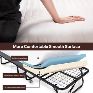 Sunvega Folding Bed with Memory Foam Mattress Included Portable Roll Away Guest Bed