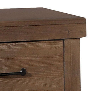 Sunvega Antique Oak Finish Farmhouse Nightstand with Two Felt Lined Drawers