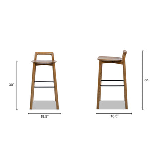 Sunvega 26.5 Inch Modern Minimalist Low Back Wood Counter Stool in Dark Brown Walnut