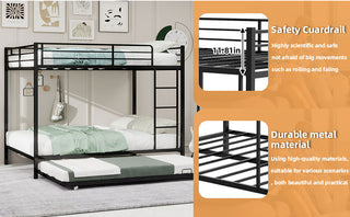 Sunvega Twin Over Full Metal Bunk Bed with Trundle for Space Saving and Safety