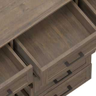 Sunvega Handcrafted Solid Wood Smoky Brown Sideboard with Drawers and Doors