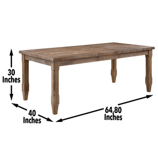 Sunvega Driftwood Pine Dining Table with Extendable Leaf and Distressed Heirloom Aesthetic