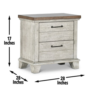 Sunvega Rustic Farmhouse Nightstand with Honey Smoke Accent Tops