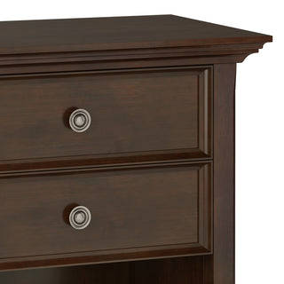 Sunvega Handcrafted Solid Wood Russet Brown Bedside Table with Two Drawers
