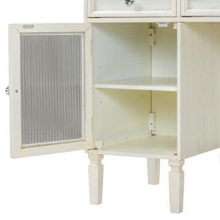 Sunvega White Oak Vanity Desk with Flip-Top Mirror and Stool for Dressing Room