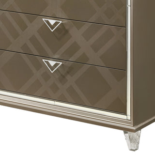 Sunvega Skylar Dark Champagne Finish Nightstand with Two Spacious Embossed Drawers