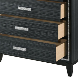 Sunvega Weathered Black Finish Nightstand with Two Spacious Storage Drawers