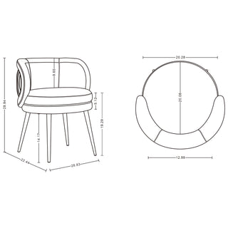 Sunvega Modern Velvet Upholstered Dining Chair with Gold Ring Seat for Dining Room