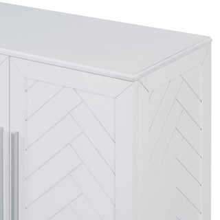 Sunvega Sideboard Buffet Cabinet with Adjustable Shelves and Silver Handles for Kitchen Dining Room