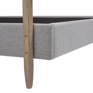 Sunvega Low Profile Upholstered Queen Platform Bed with Headboard Light Grey