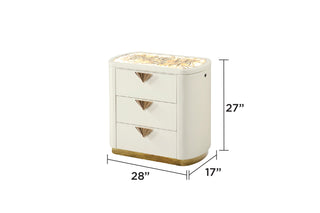 Sunvega Modern Nightstand with Gold Accents and Illuminated Top Panel