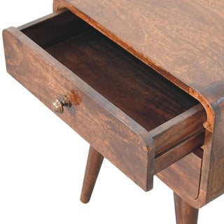 Sunvega Solid Mango Wood Nightstand with Two Drawers and Nordic Style Legs