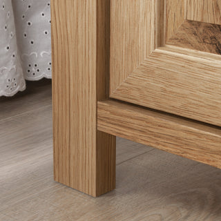 Sunvega Farmhouse Style Brown Finish Night Stand with Hidden Storage
