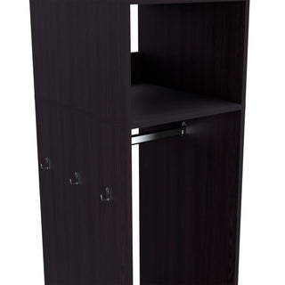 Sunvega White Armoire with Three Shelves Full-Length Mirror and Four Wheels