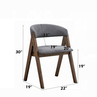 Sunvega Modern Walnut Finish Wooden Frame Dining Chairs with Gray Fabric Upholstery