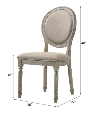 Sunvega Faustine Tan Fabric and Salvaged Light Oak Finish Side Chair Set of 2