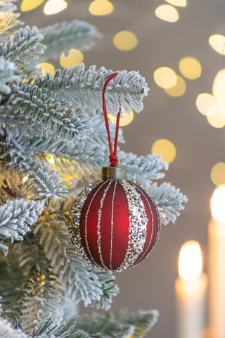 Sunvega Glass Glitter Painted Christmas Ball Ornaments Set of 12 for Holiday Decor