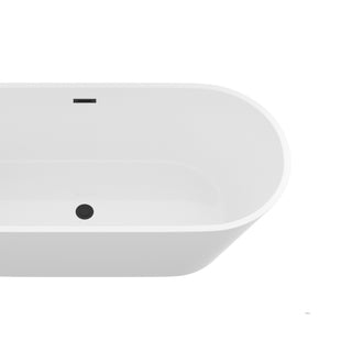 Sunvega 59 Inch Acrylic Freestanding Soaking Tub with Gold Overflow Drain