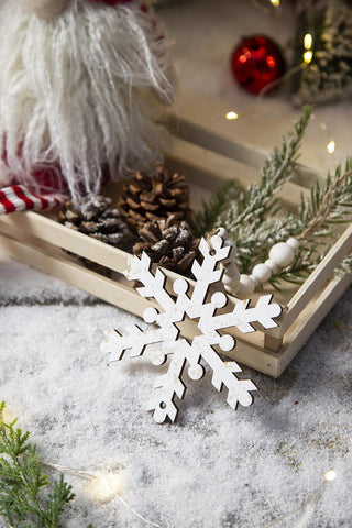 Sunvega Weathered Finish Iron Snowflake Hanging Ball Ornaments for Holiday Decor
