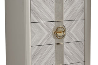 Sunvega Beige Eternity Traditional Style 5-Drawer Chest with Gold Accents