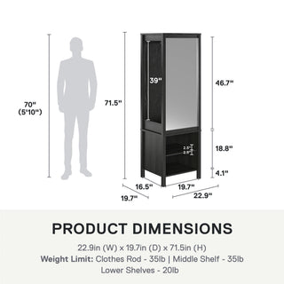 Sunvega Wimberly Wardrobe with Mirror for Chic Bedroom Storage and Organization