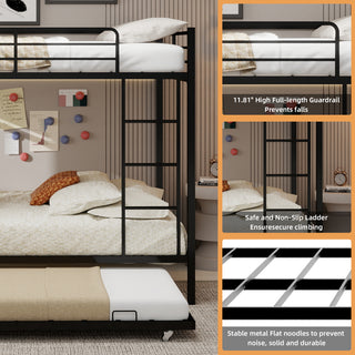 Sunvega Twin Over Full Metal Bunk Bed with Trundle for Space Saving and Safety