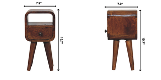 Sunvega Ultra-Compact Solid Mango Wood Bedside Table with Drawer and Storage Slot