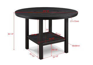 Sunvega Contemporary Charcoal Finish Counter Height Round Dining Table with Lazy Susan