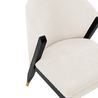 Sunvega Modern Elm Wood and Chenille Upholstered Dining Chair with Gold Tips