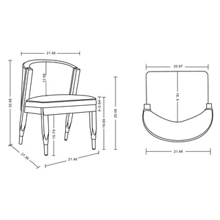 Sunvega Modern Elm Wood and Chenille Upholstered Dining Chair with Gold Tips