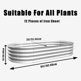 Sunvega 6x3x1ft Galvanized Metal Raised Garden Bed Kit for Outdoor Vegetables Flowers Herbs