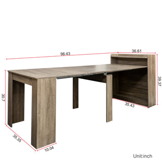 Sunvega Modern Extendable Dining Table with Storage for Kitchen Living Room