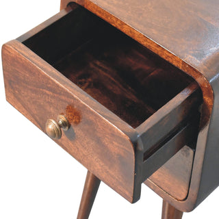 Sunvega Solid Mango Wood Mini Bedside Table with Two Drawers and Nordic Legs