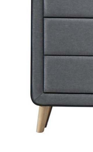 Sunvega Valdemar Brown Fabric and Weathered Gray Finish Queen Size Bed